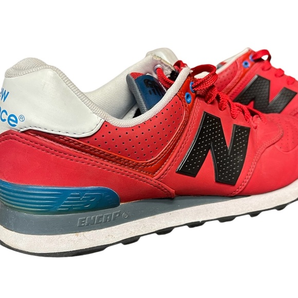New Balance 574 Red Running Shoes Mens 9 D Red Blue Sneakers Trainers ML574ACC - Picture 6 of 9